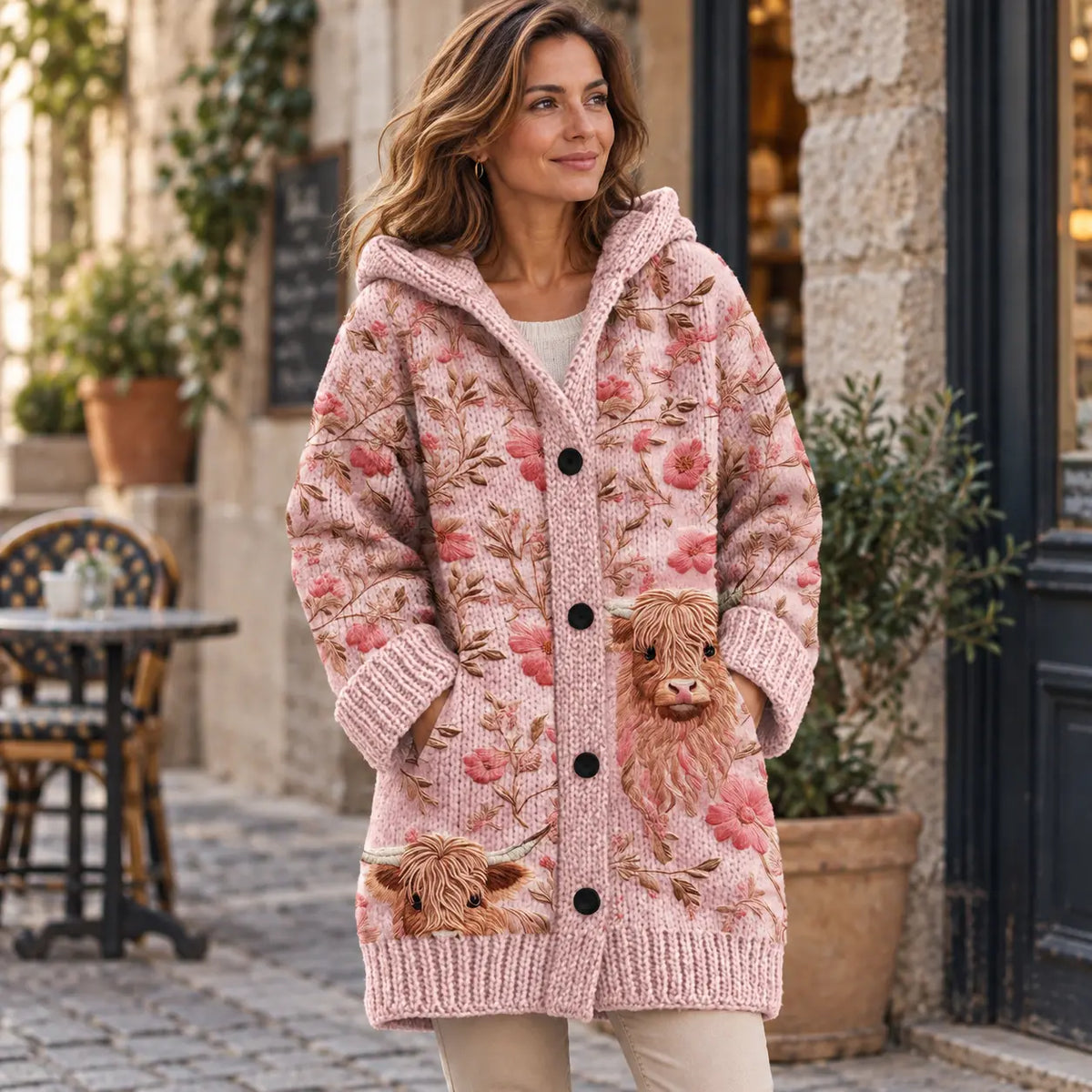 ✨✨ Último día – 50 % de descuento【S–6XL】✨ Elegante chaqueta de invierno acolchada para mujer, con capucha y estampado