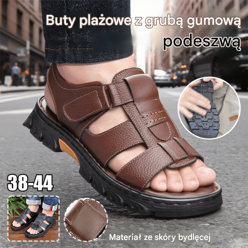 【38~44】Męskie skórzane sandały casualowe