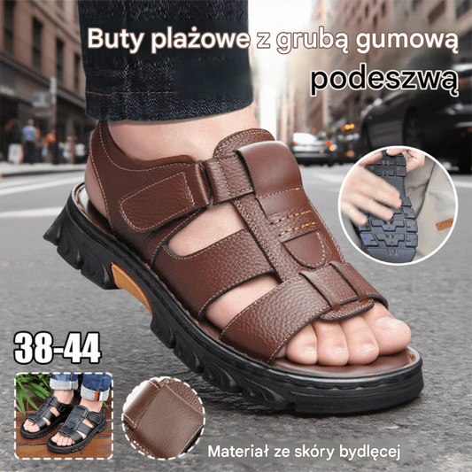 【38~44】Męskie skórzane sandały casualowe