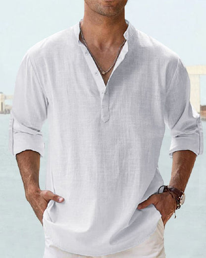【S-5XL】Camisas de manga larga de algodón y lino para hombre, de alta calidad, de moda y muy populares en Europa y América (2025).