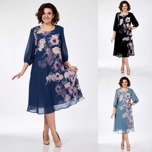 🌸 49% popusta 💥💕【S-5XL】Elegantna proljetna šifonska haljina s cvjetnim printom 2026🌷