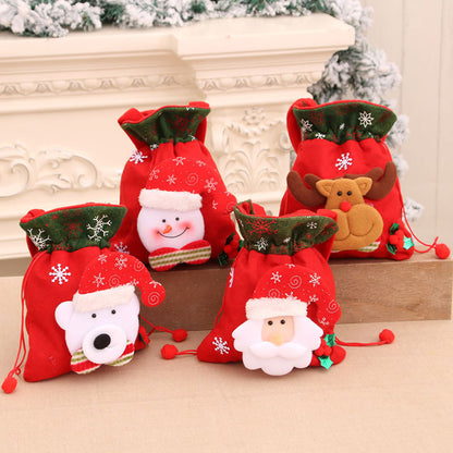 🎄🎁🔔【Zestaw 4 szt.】🦌🎅🏼Urocza torba prezentowa z motywem renifera i Mikołaja
