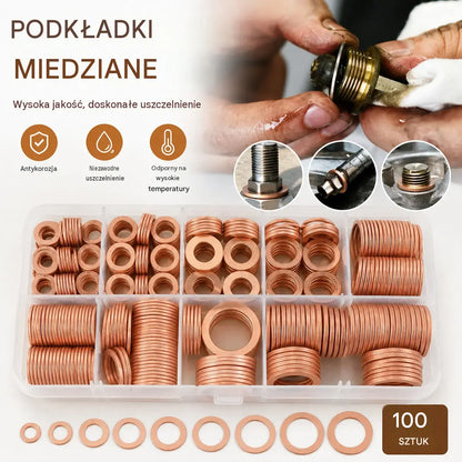 🔥📌【100 sztuk】Zestaw podkładek miedzianych / uszczelek typu O-ring oraz korków spustu oleju