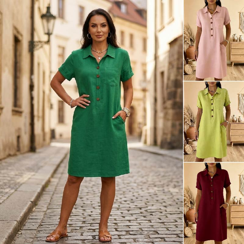 ⏳ Oferta ograniczona czasowo! ⏰【S-3XL】🍋Damska bawełniana sukienka z kieszeniami