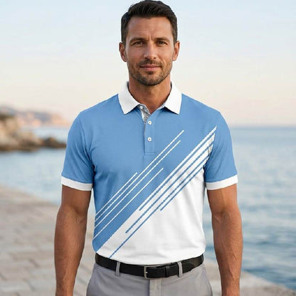 🔥【2 za 139 zł.】👔【S-5XL】Nowa letnia męska koszulka POLO w paski z nadrukiem 3D