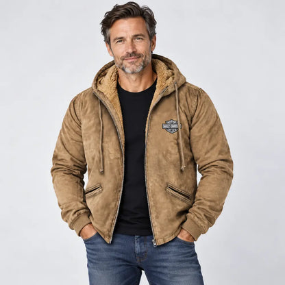 Chaqueta con capucha para hombre nueva 2026: gruesa y afelpada, resistente al frío y cálida