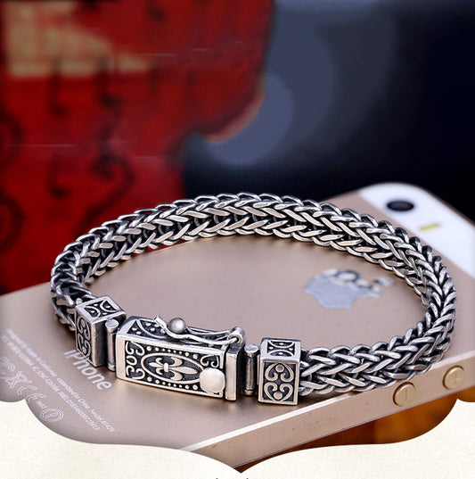 🔥💥2025 moda original retro tailandesa trenzada ancha y gruesa pulsera de tendencia retro dominante