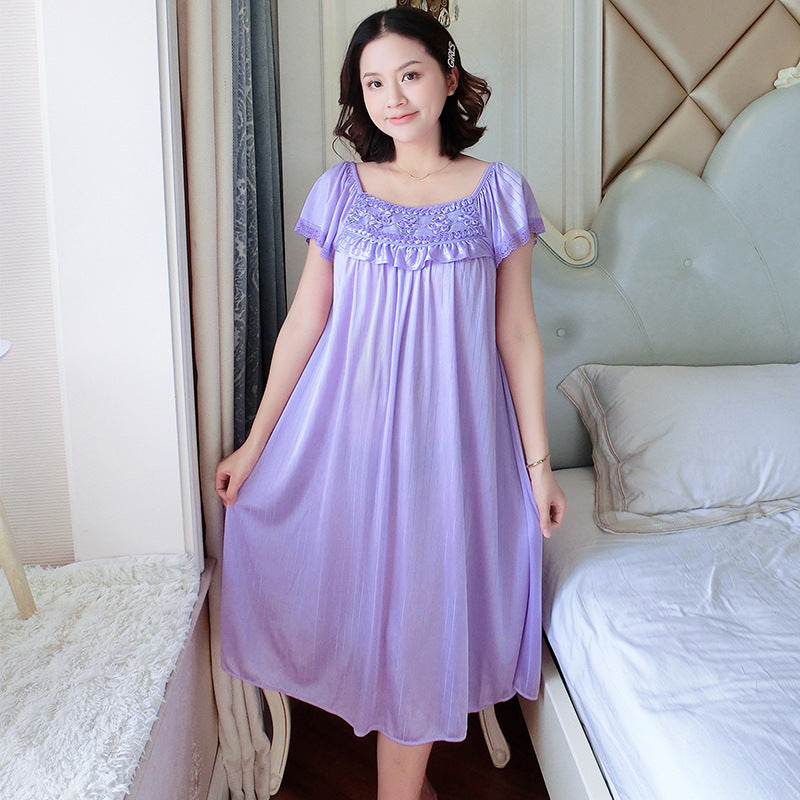 【M-2XL】Лятна нощница за дома, дълга пижама, изработена от фина, нежна за кожата ледена коприна