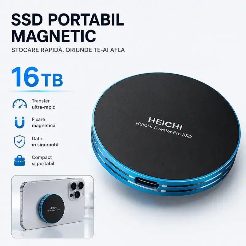 🧲 Szybki przenośny magnetyczny SSD 16TB | Transfer 1050MB/s i kompatybilność z wieloma urządzeniami ⚡