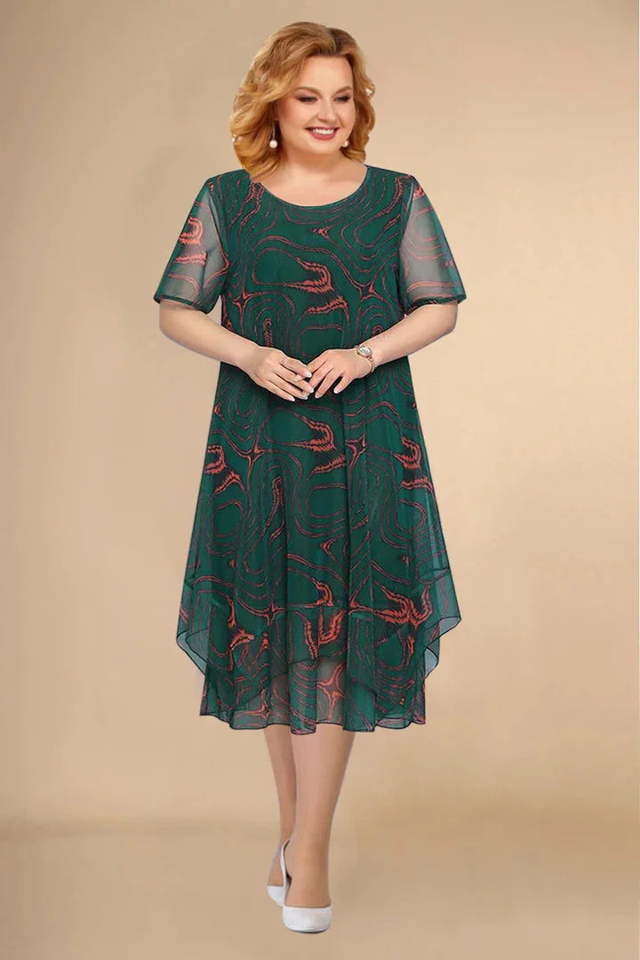 🌺【L-5XL】Krótka sukienka midi w kwiaty z krótkim rękawem