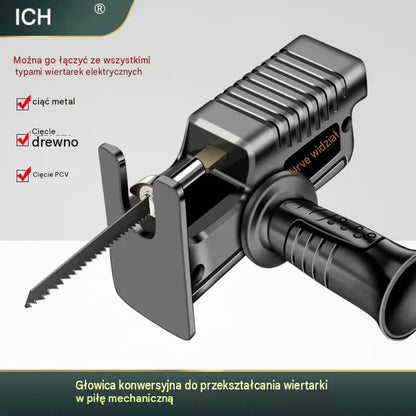 🔥🧰Wiertarka elektryczna przekształcona w piłę szablastą, adapter głowicy wyrzynarki do obróbki drewna.