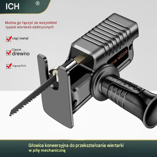 🔥🧰Wiertarka elektryczna przekształcona w piłę szablastą, adapter głowicy wyrzynarki do obróbki drewna.