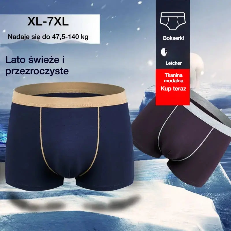 【Zestaw 4 sztuk】 【XL–9XL】 Wygodne męskie bokserki — Materiał z czystej bawełny; przewiewny, elastyczny i miękki w dotyku. 【45 kg–150 kg】