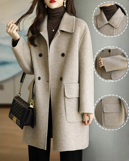 🌈⛄2025 primavera y otoño nuevo otoño e invierno abrigo de lana de longitud media de alta calidad color café, ✅Adecuado para usar en varias temporadas, ✅Delgado y elegante