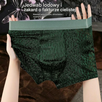 【L-4XL】Męska bielizna z siateczki z jedwabiu lodowego, duży rozmiar, oddychająca. 【Piątka w ręku!】
