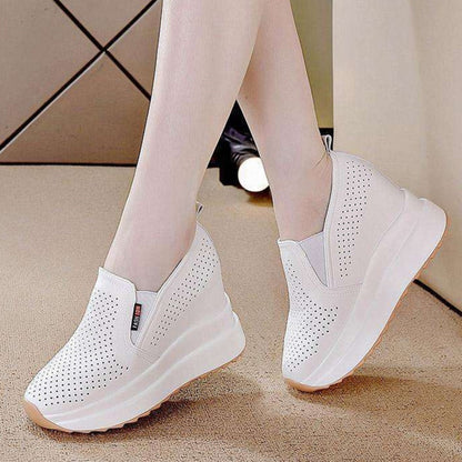💖【35-40】Damskie białe sneakersy na koturnie podwyższające wzrost 2025
