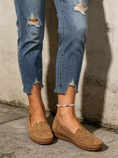 😍【36-43】Perforowane baleriny w stylu retro | Miękka podeszwa, codzienny komfort | Wsuwane, duże rozmiary