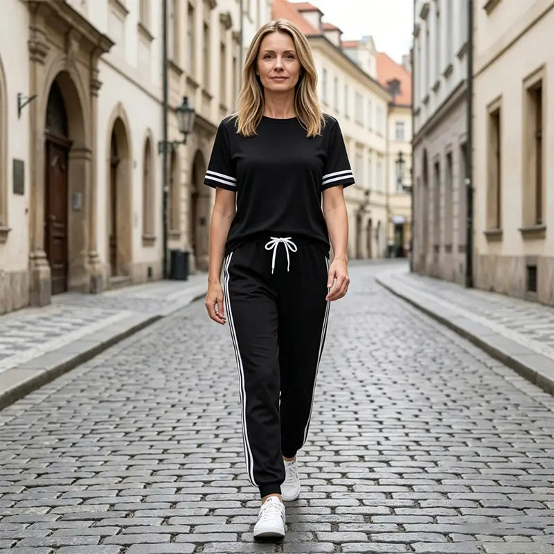 🔥[Rabat ograniczony czasowo] 【S-2XL】🔥Costum Sport de Damă din 2 Piese, Material Moale și Elastic, Set Casual pentru Casă și Timp Liber