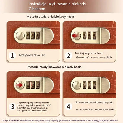 1 sztuka, 99 PLN 📓💰🔐 Notatnik zabezpieczony hasłem, służący do przechowywania czeków, gotówki, kart bankowych i różnego rodzaju paragonów.
