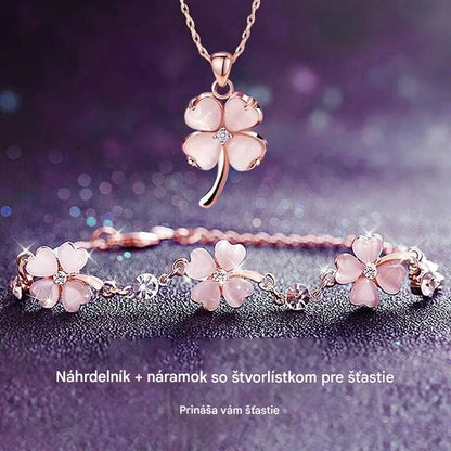 🎁【Kúpte 1, získajte 1 zadarmo】💖【Náhrdelník + náramok】🍀💎Súprava náhrdelníka a náramku zo striebra 925 so štvorlístkom