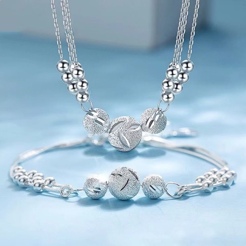 🔥【50% ZNIŻKI】💝Nowa, lekka, luksusowa biżuteria damska Three Lives Three Worlds z małymi okrągłymi koralikami (naszyjnik + bransoletka) z 2025 r.