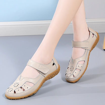 👡【Zniżka ograniczona czasowo】【36-42】🔥Eleganckie i wygodne płaskie sandały ortopedyczne dla kobiet, wykonane z miękkiej skóry naturalnej, wygodne i oddychające.