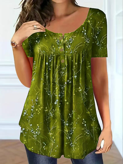 📢【Zniżka ograniczona czasowo】【L-6XL】🔥【2 sztuka 149】🔥🦋Plisowana tunika damska z kwiatowym nadrukiem – elegancja, która porusza się razem z Tobą.🌸
