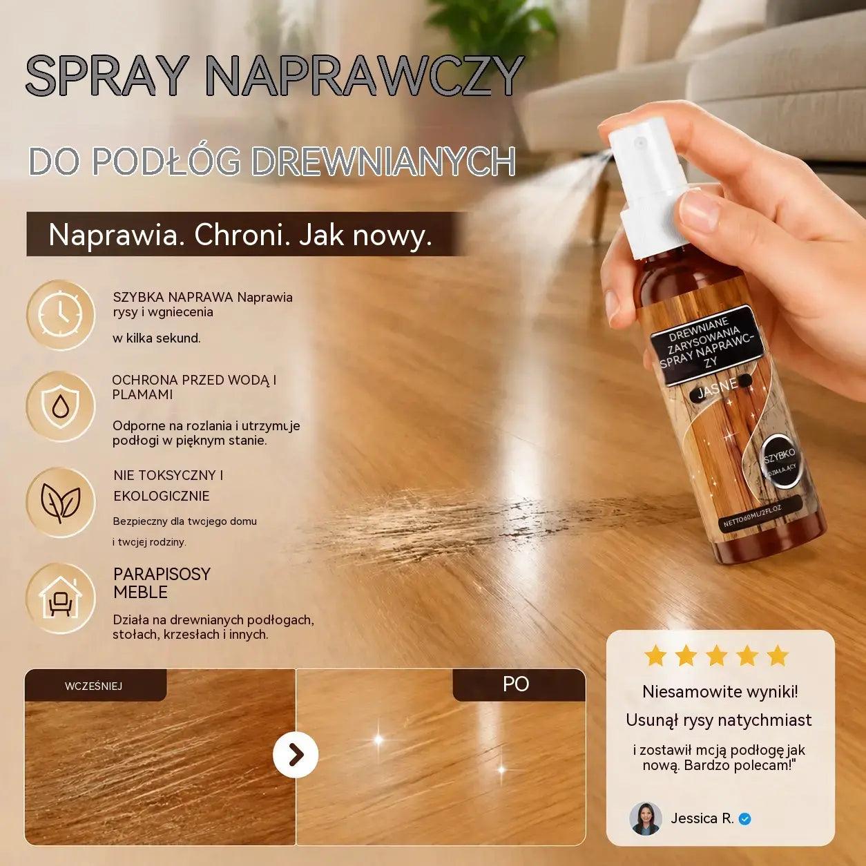 🌟(2 butelki)🌳 Środek do czyszczenia i nabłyszczania podłóg drewnianych