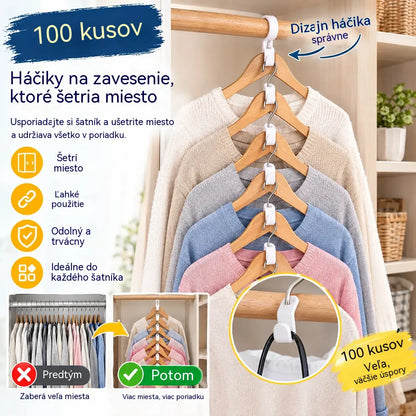 👕✨【Balenie 100 kusov】Spojky na vešiaky šetriace miesto: Zdvojnásobte úložný priestor vo svojom šatníku; pevné a odolné.