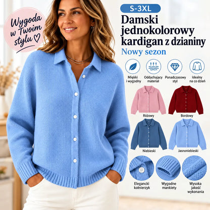 ❤️⭐【S-3XL】Damski gładki kardigan dzianinowy, stylowy model w dużym rozmiarze – nowa kolekcja 2026