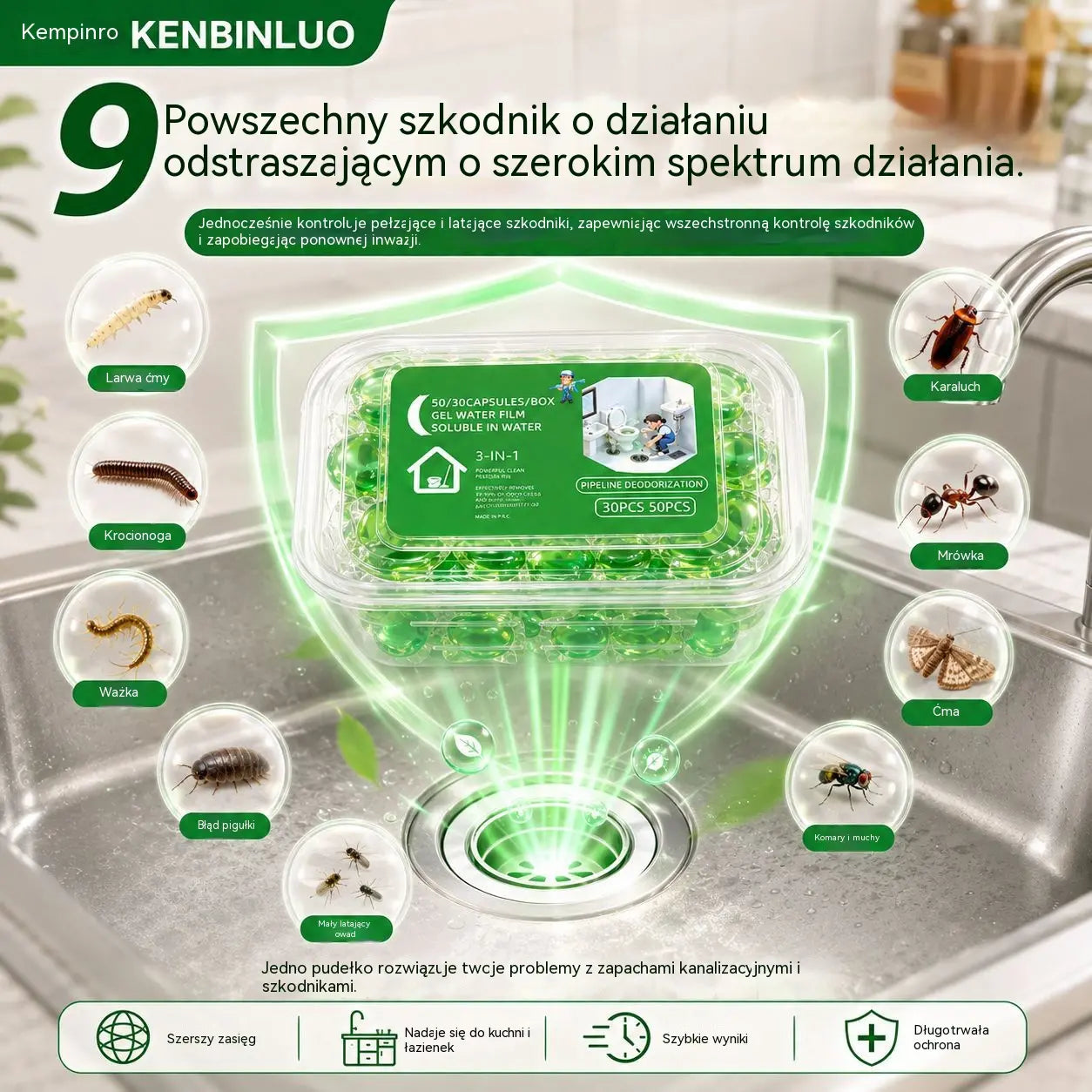 2 opakowania (100 tabletek) 👍Kapsułki rozpuszczalne w wodzie do usuwania nieprzyjemnych zapachów z odpływów - idealne rozwiązanie zapobiegające rozprzestrzenianiu się nieprzyjemnych zapachów w łazienkach i kuchniach.
