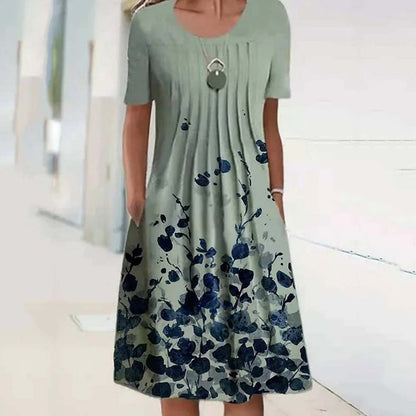 😍【Zniżka ograniczona czasowo】【S-3XL】🦋2026 Wiosna i Lato Nowa Moda Damska Sukienka Z Okrągłym Dekoltem Nadrukowana