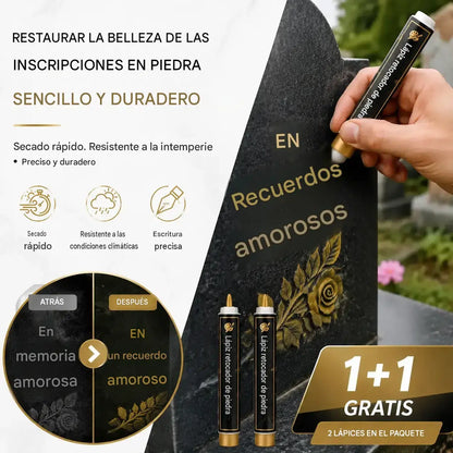 【Compra uno y llévate otro gratis】🖍️ Rotulador resistente al agua y a la decoloración, ideal para reparar y repintar inscripciones en losas de piedra.
