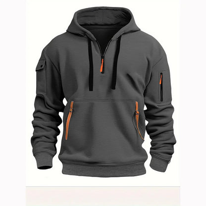 💥【S-5XL】Мъжки есенно-зимен ежедневен спортен суитшърт с качулка и цип с множество джобове💥Високо качество 💥Топлина