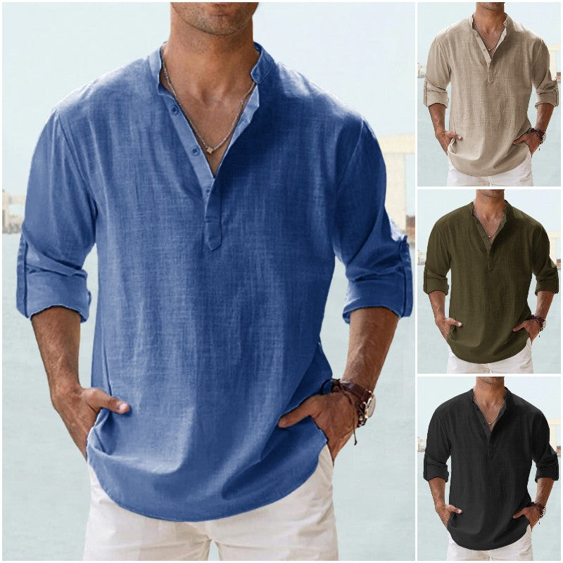 【S-5XL】Camisas de manga larga de algodón y lino para hombre, de alta calidad, de moda y muy populares en Europa y América (2025).