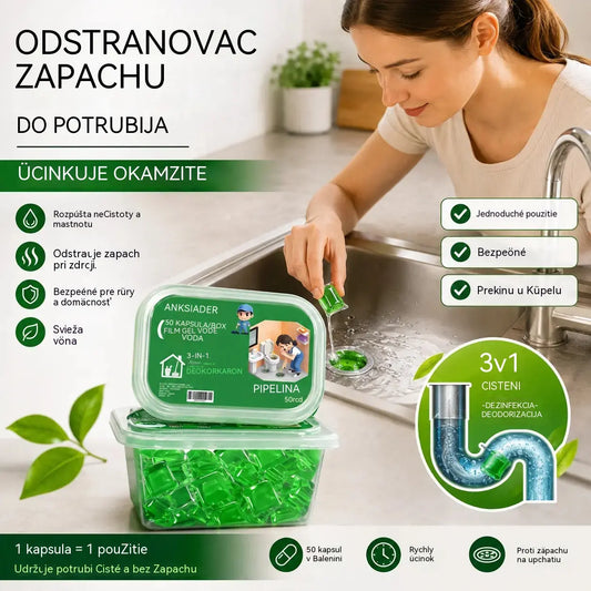 2 pakiranja (100 tableta) za 25 eura.. Kapsule topljive u vodi za uklanjanje mirisa iz odvoda – savršeno rješenje za sprječavanje širenja neugodnih mirisa u kupaonicama i kuhinjama.