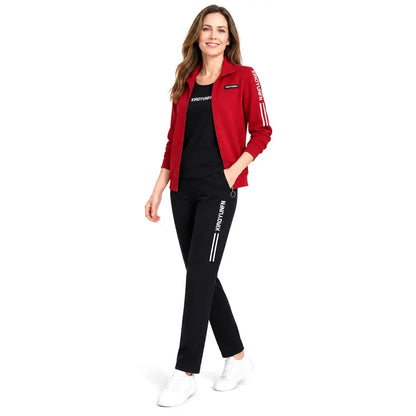 Elegancja i absolutny komfort! Elegancki 3-częściowy komplet dresowy damski (Bluza na zamek + T-shirt + Spodnie / Rozmiary: M–6XL)