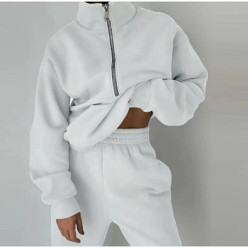 ✨Плащане при доставка ✅【S-5XL】Дамски комплект от две части - подсилен суитшърт и спортен панталон, ежедневно спортно облекло
