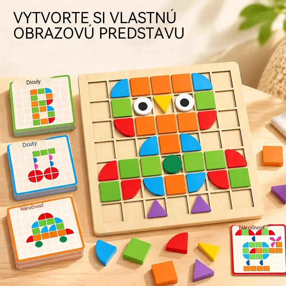 🧩 Drevené puzzle pre deti, 3D vzdelávacia hračka so 120 dielikmi a kartičkami s predlohami – učebná pomôcka, ktorá rozvíja logické myslenie a rozpoznávanie geometrických tvarov 🎨