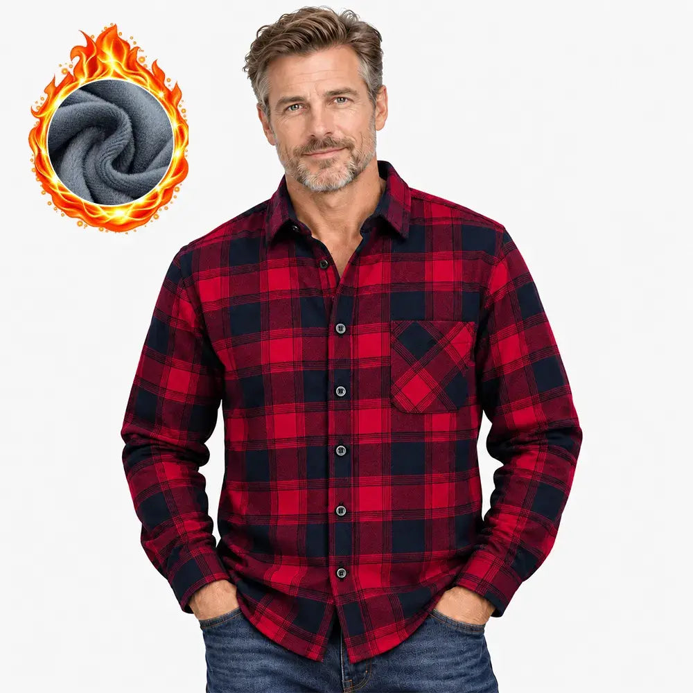 🔥【50% taniej】👔【Rozmiary L–5XL】Ciepła koszula z długim rękawem