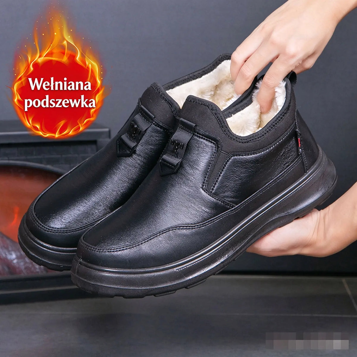 Skórzane buty męskie z ociepleniem, Wygodne, ciepłe i odporne na śnieg i wiatr【39-44】