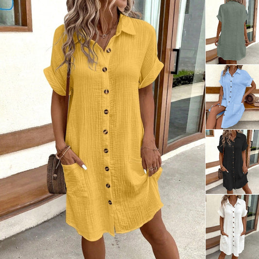 🎁 【50% zniżki przez ograniczony czas】 👗2025 bawełniana i lniana sukienka z krótkim rękawem, lekka i oddychająca
