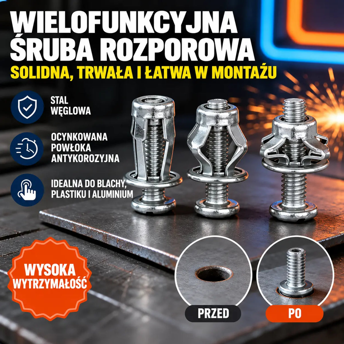 🔥50% taniej [100 sztuk] Śruba rozporowa M4 M5 M6 / Nakrętka nitowana