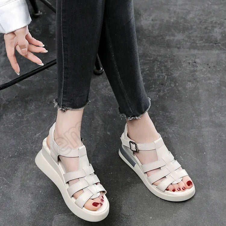 🔥【Плащане при доставка】【35-42】😍2026 Нови сандали Римски обувки Плоски Ретро Ежедневни Отворени Върхове