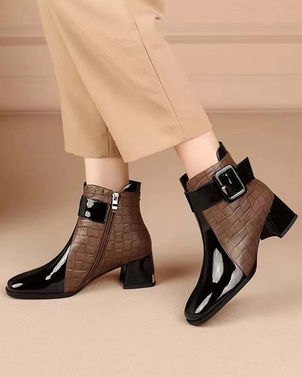 Venta caliente en progreso🌀2025 nuevas botas Martin de punta redonda de estilo coreano de invierno para mujer, botas cortas de tacón bajo