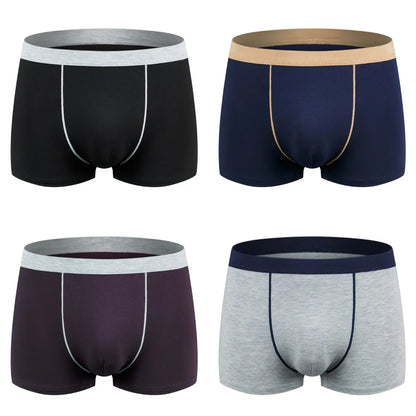 【Zestaw 4 sztuk】 【XL–9XL】 Wygodne męskie bokserki — Materiał z czystej bawełny; przewiewny, elastyczny i miękki w dotyku. 【45 kg–150 kg】
