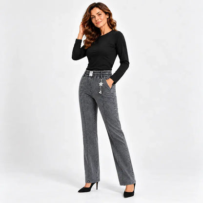 🔥👖【M-4XL】Dámske strečové džínsy s vysokým pásom - štýlové a ležérne