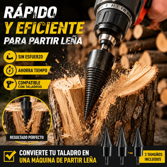 🔥【32 mm broca divisora de leña + 3 tipos de vástago】⚙️ Broca divisora de leña eléctrica de acero reforzado, potente y sin esfuerzo