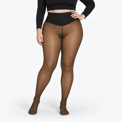 ✨【XS-3XL / 4 kolory】 Legginsy z wełnianą podszewką i efektem przezroczystości; model z pojedynczym szwem z przodu i z tyłu, półprzezroczyste legginsy stanowiące warstwę bazową.