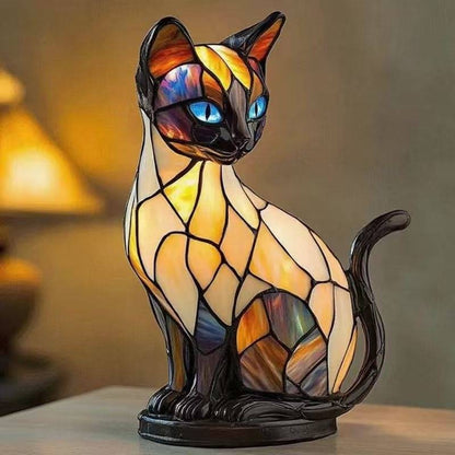 🐱Stolna lampa u obliku mačke, retro noćna lampa izrađena od obojene smole, s motivom mačke